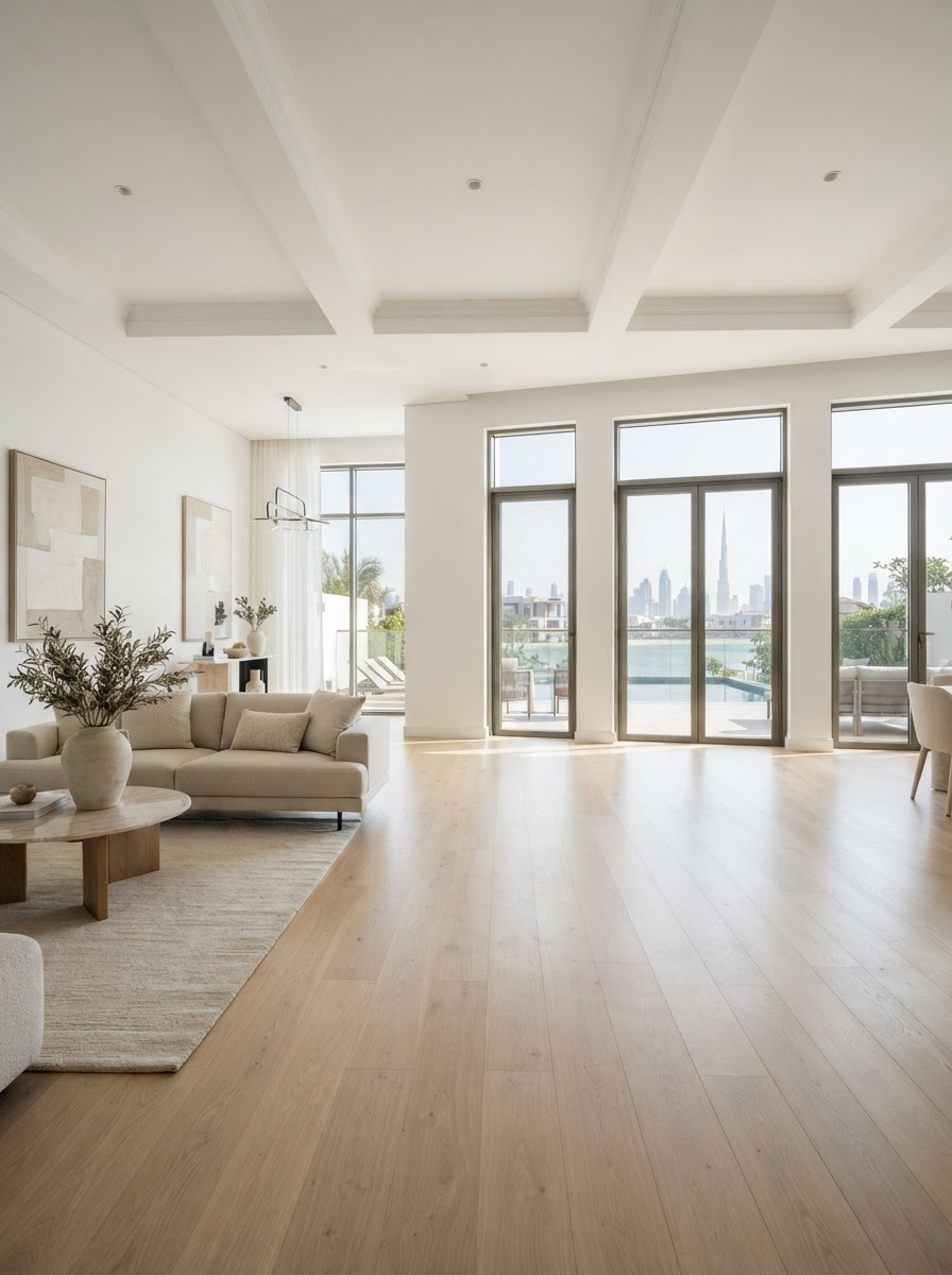 Light Oak straight plank hardwood flooring style