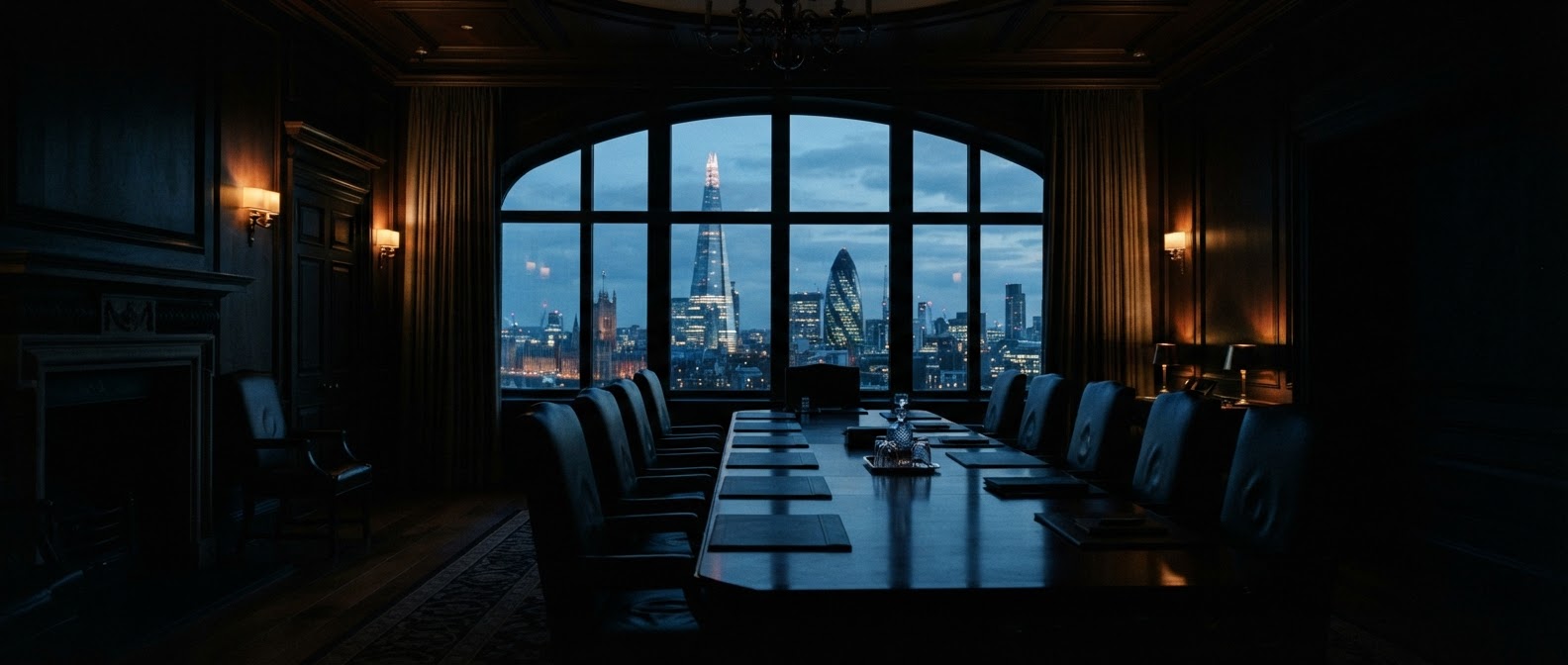 Private boardroom at dusk