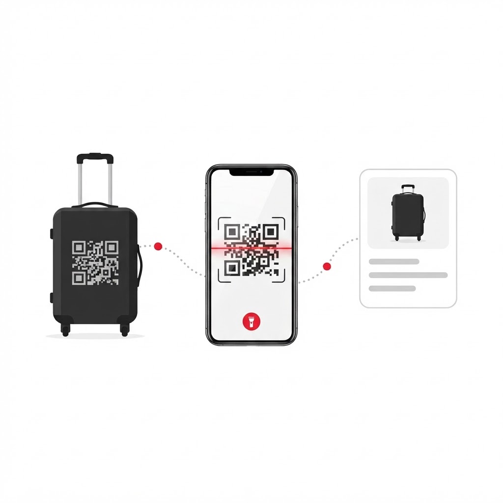 FindBack Hersteller-Weg: vom Produkt mit QR-Code über die Käuferaktivierung zur digitalen Produktidentität.