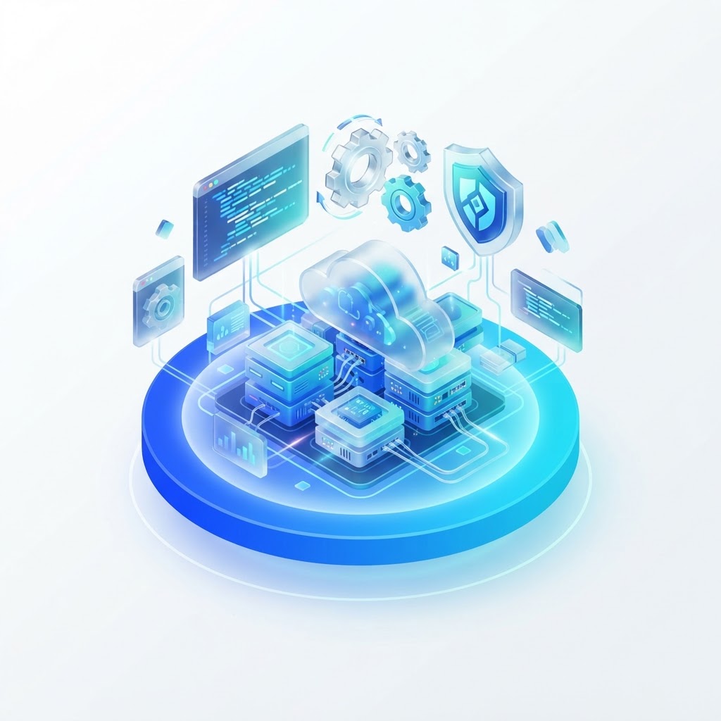 Illustration of cloud infrastructure and software services