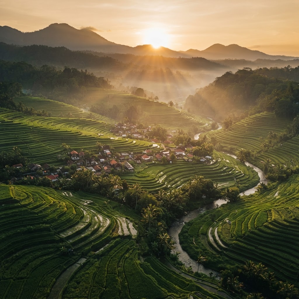 Embun di atas sawah.