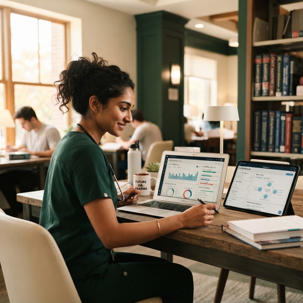 Future doctor mastering medical knowledge with personalized study analytics