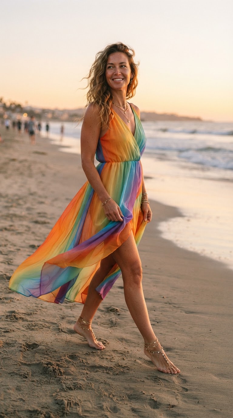 Rainbow Ombre Maxi Dress — fem pride outfit idea