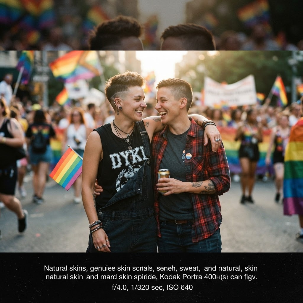 Denim Vest & Rainbow Belt — masc lesbian pride outfit idea