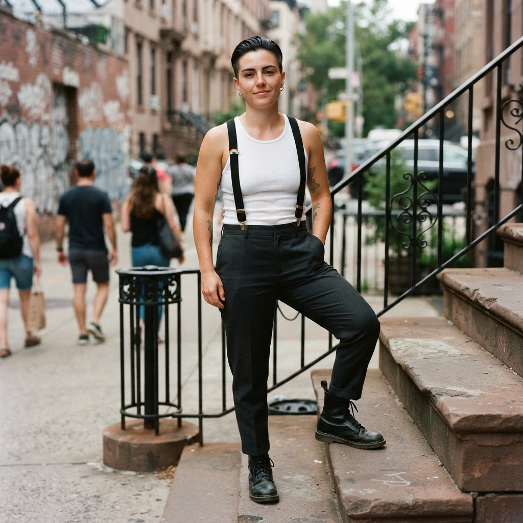 Open Flannel Over a Tee — masc lesbian pride outfit idea