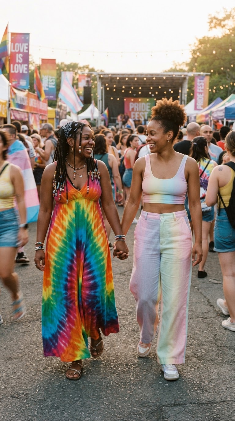 Pride outfit idea for black women: Tie-Dye Maxi Dream