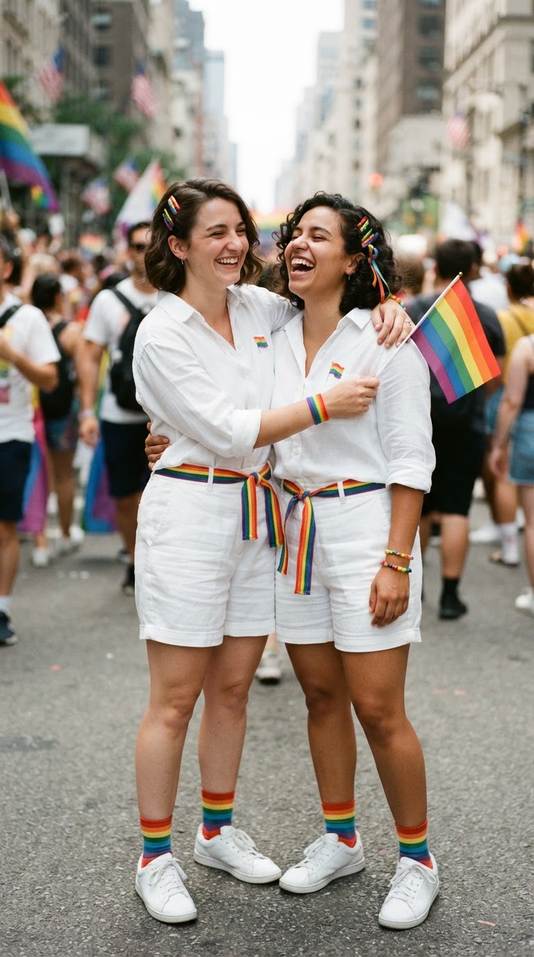 12. All-White with Rainbow Accents