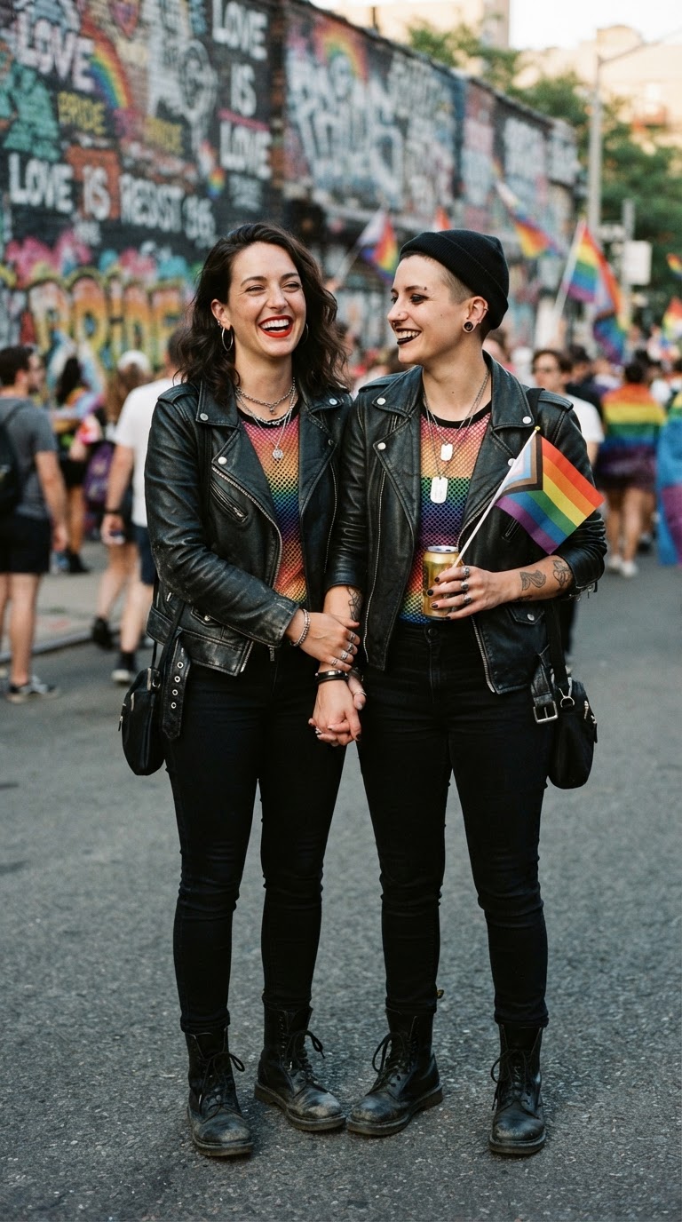 8. Leather Jackets & Rainbow Mesh