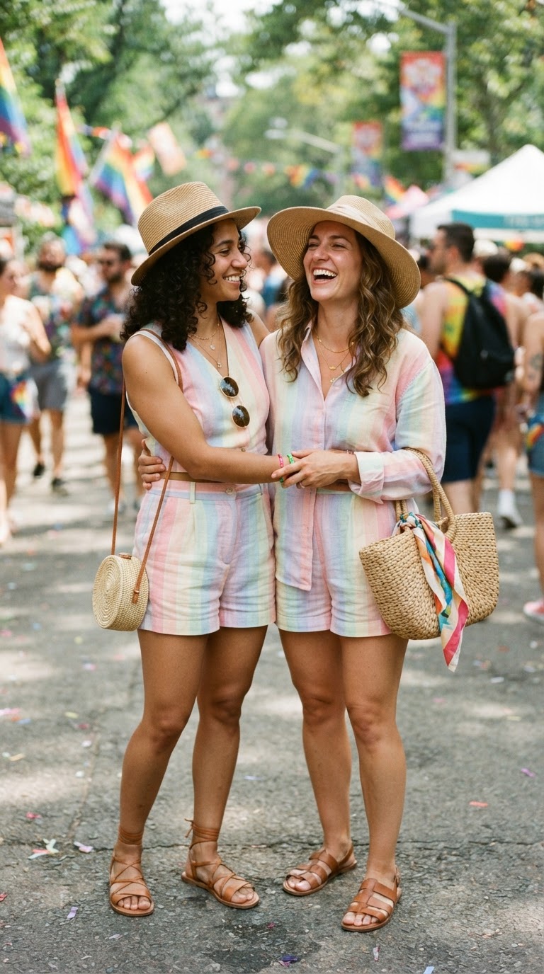 9. Soft Rainbow Linen Sets