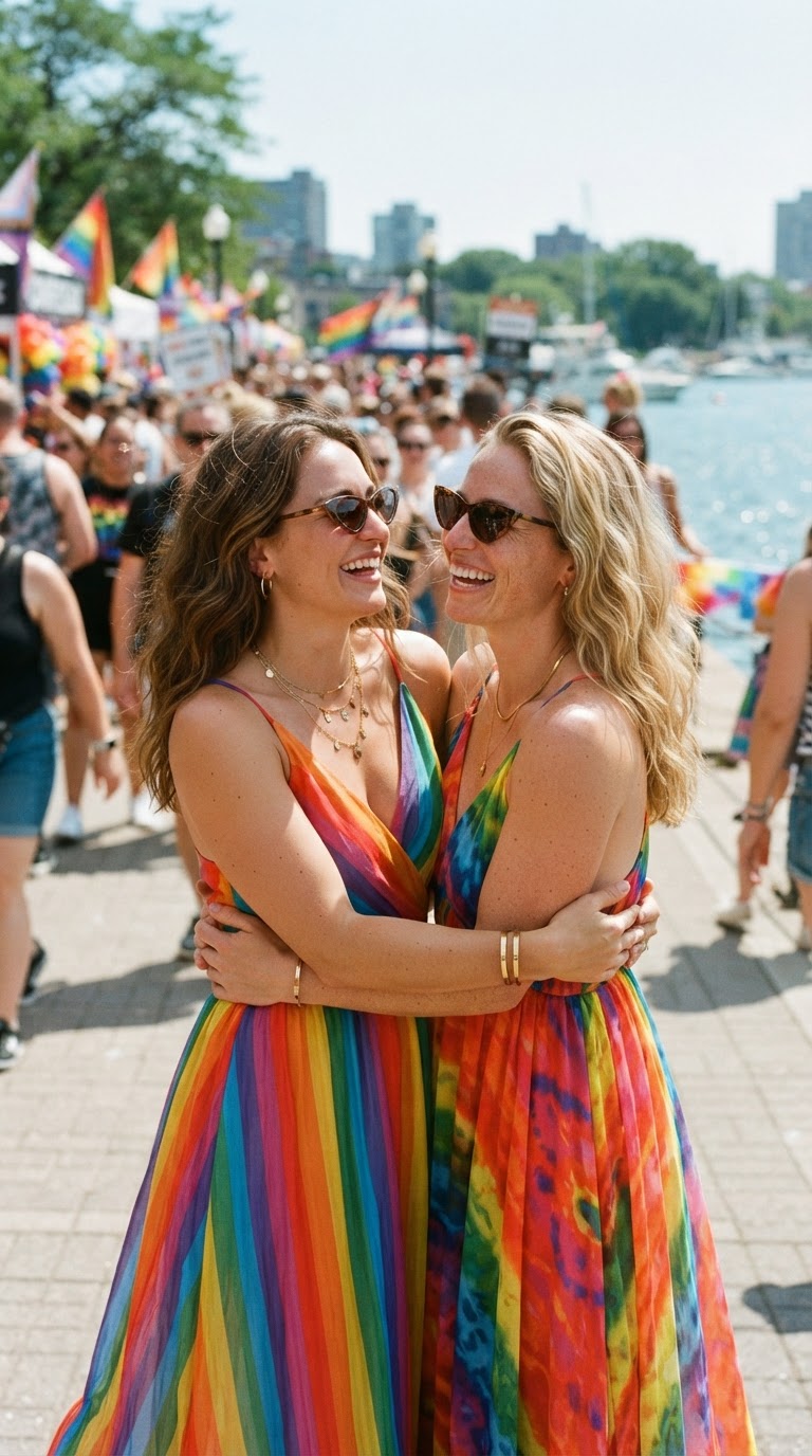 5. Flowy Rainbow Maxi Dresses