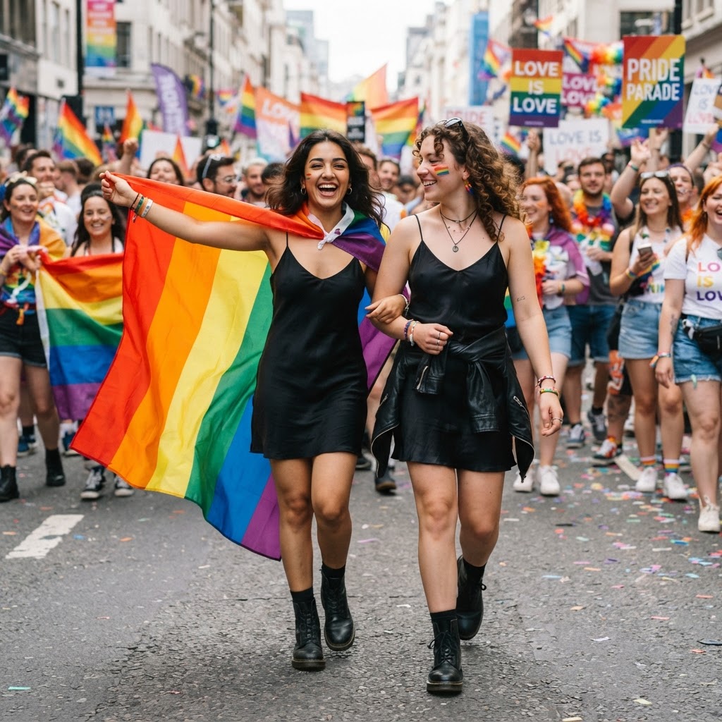 Rainbow Flag Cape Dress & Boots