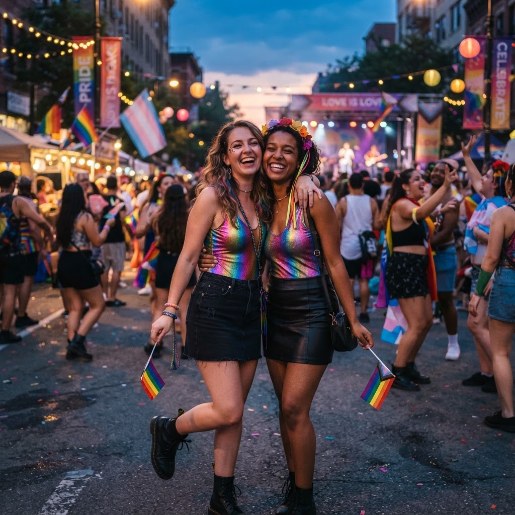 Metallic Pride Bodysuit & Mini Skirt