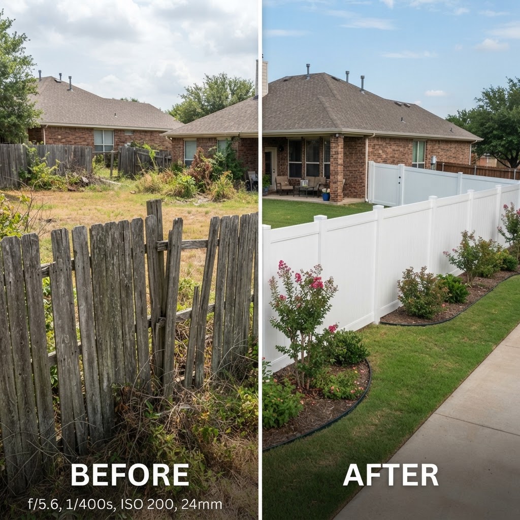 Fence Replacement before and after