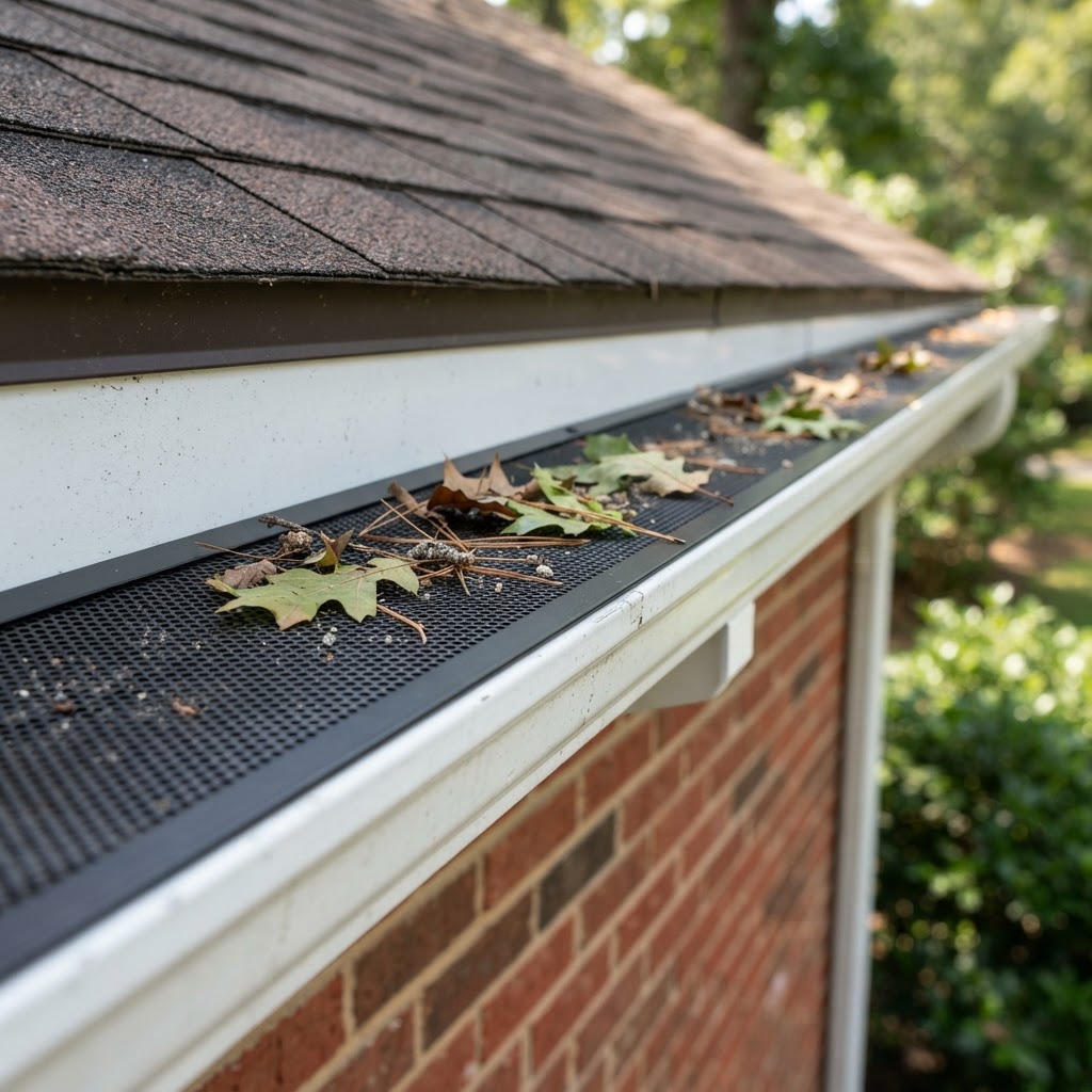 Gutter guard detail on a DFW home