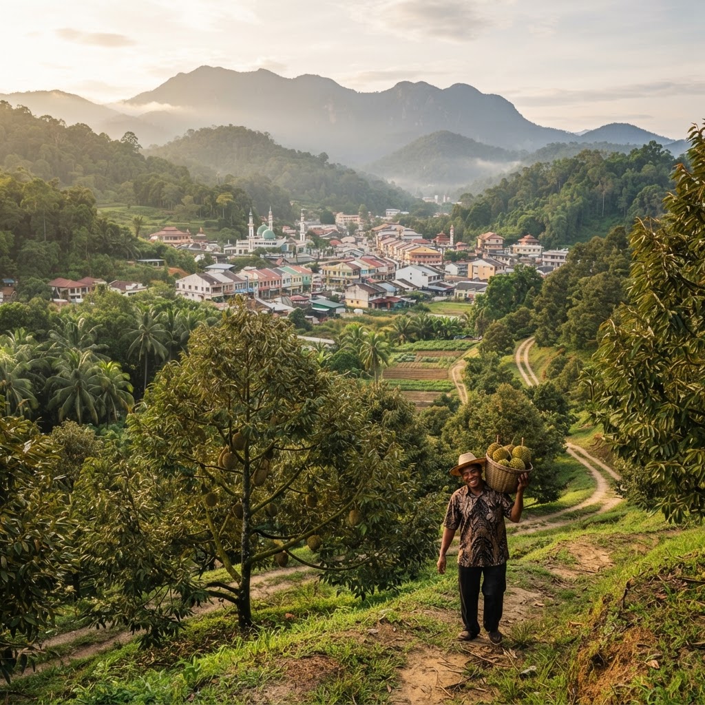 Orchard landscape in Sungai Ruan, Bentong, Pahang