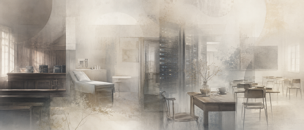 Montage of the rooms where judgment has work to do