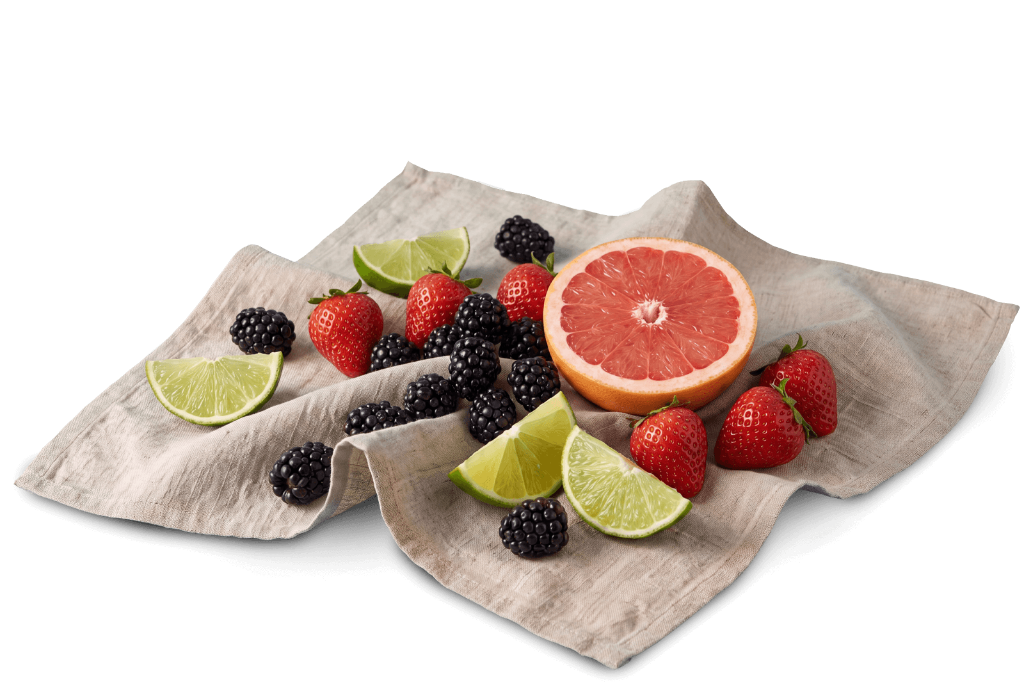 Fresh fruit on linen cloth