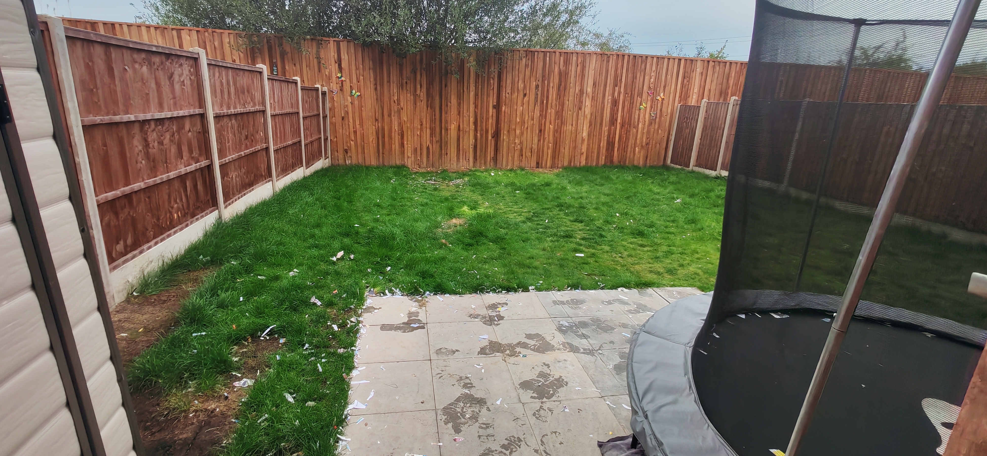 Before: Artificial Lawn Transformation in Shropshire — garden before landscaping work by Shropshire Landscaping & Design