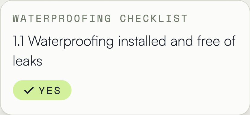 Location-based checklist history for a unit