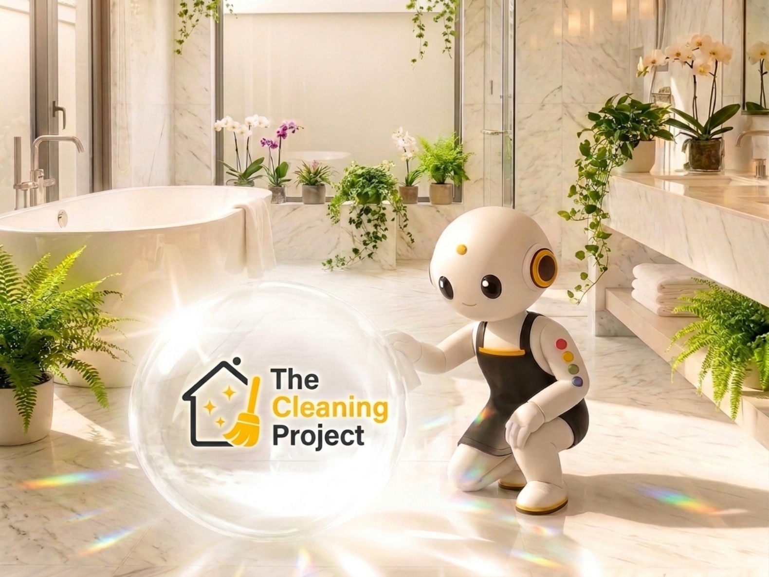 Assistant robot cleaning the kitchen