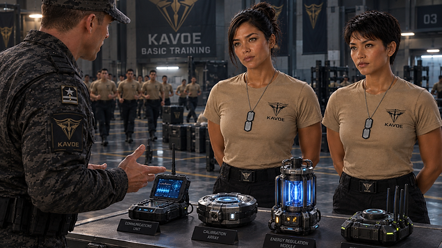 Gem and Himari at KAVOE basic training equipment table