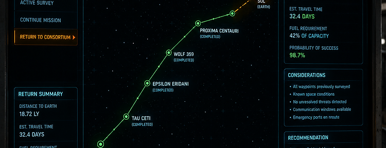 Return route proposal mission planning interface