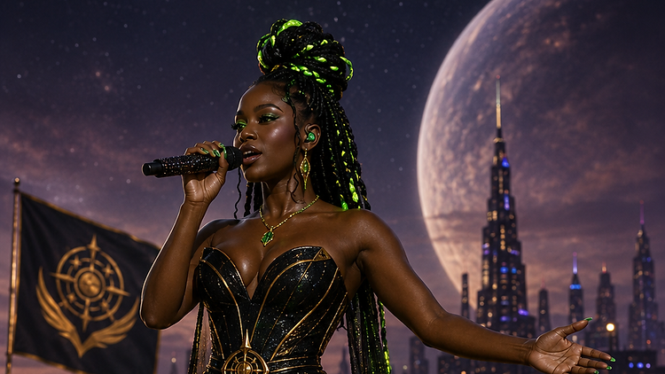 Nia Cosmeus performing on stage