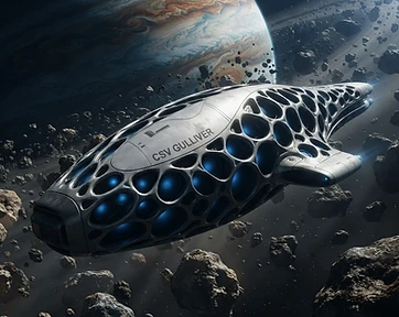 The CSV Gulliver departing Earth orbit