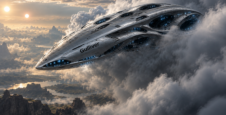 The CSV Gulliver flying through storm clouds
