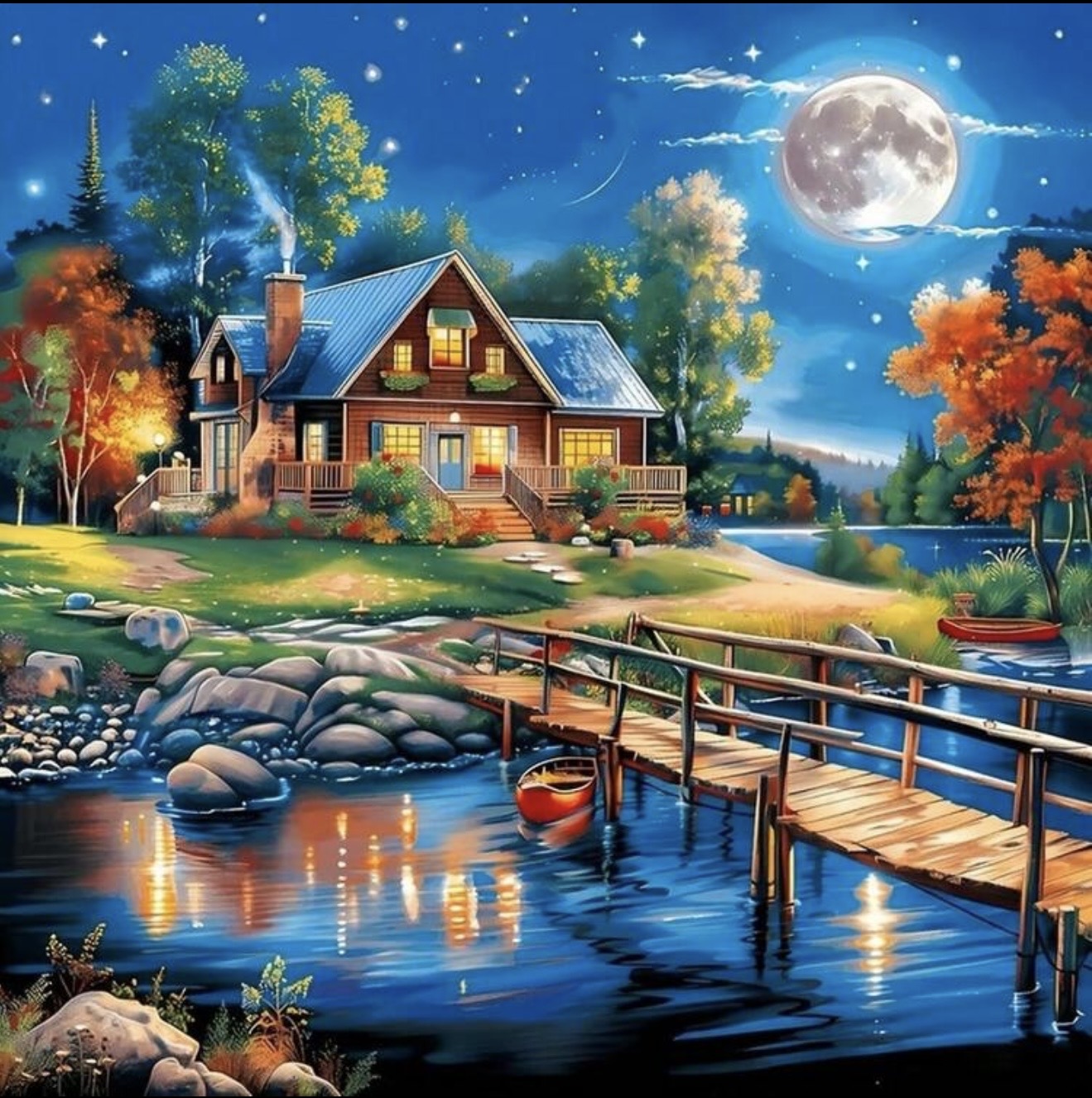 Diamond Art 5D Cabin Overlooking the River 40*40 cm