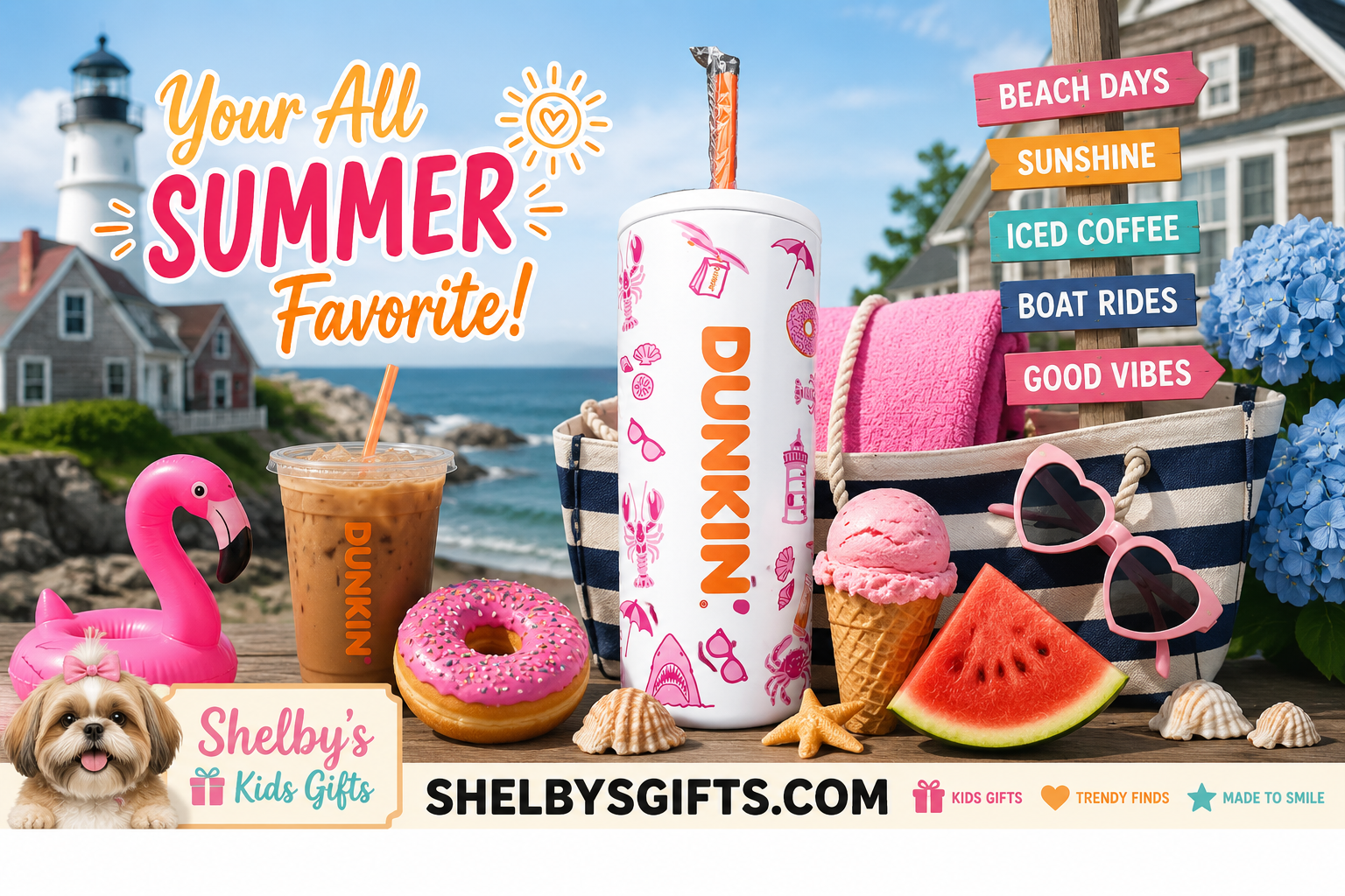 Dunkin' 22 oz Stainless Summer Tumbler