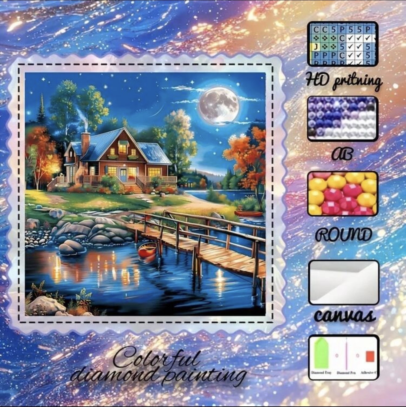 Diamond Art 5D Cabin Overlooking the River 40*40 cm 2