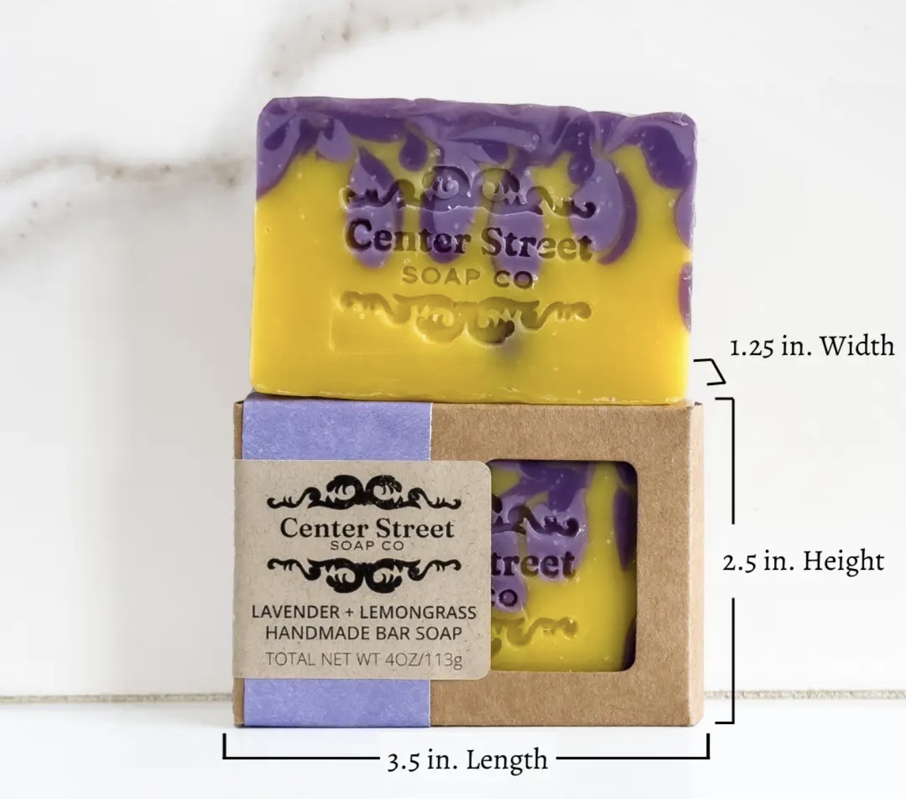 Lavender and Lemongrass Vegan Handmade Bar Soap - 4oz 2