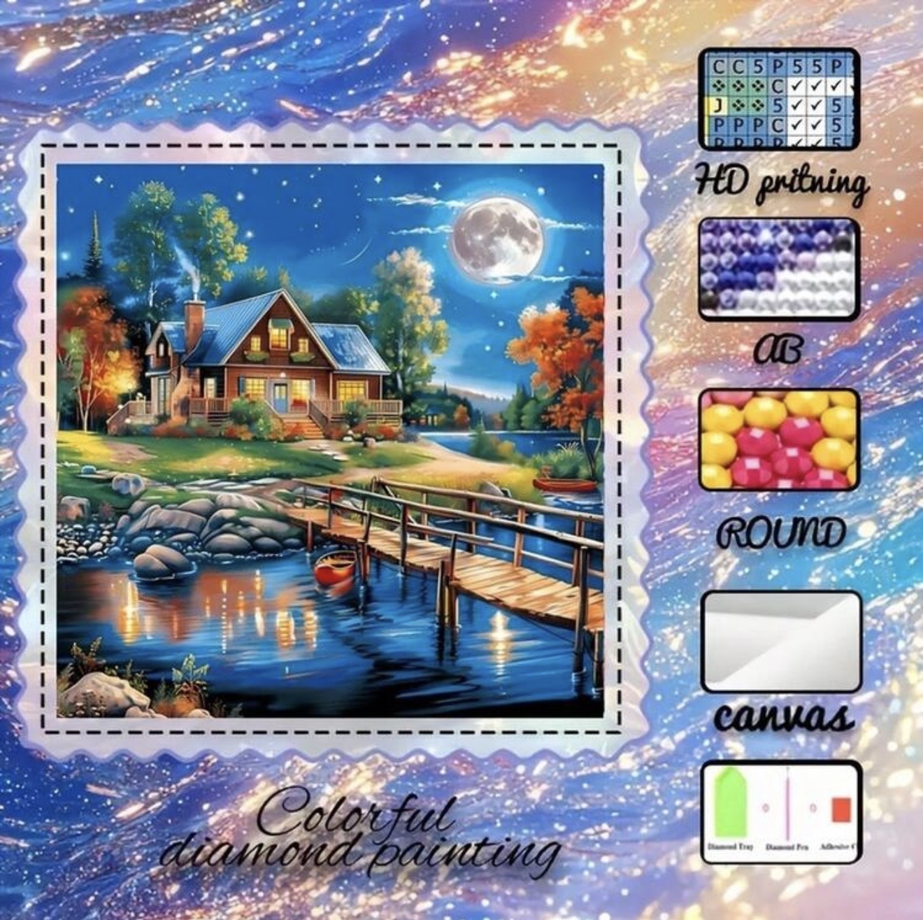 Diamond Art 5D Cabin Overlooking the River 30*30 cm 2