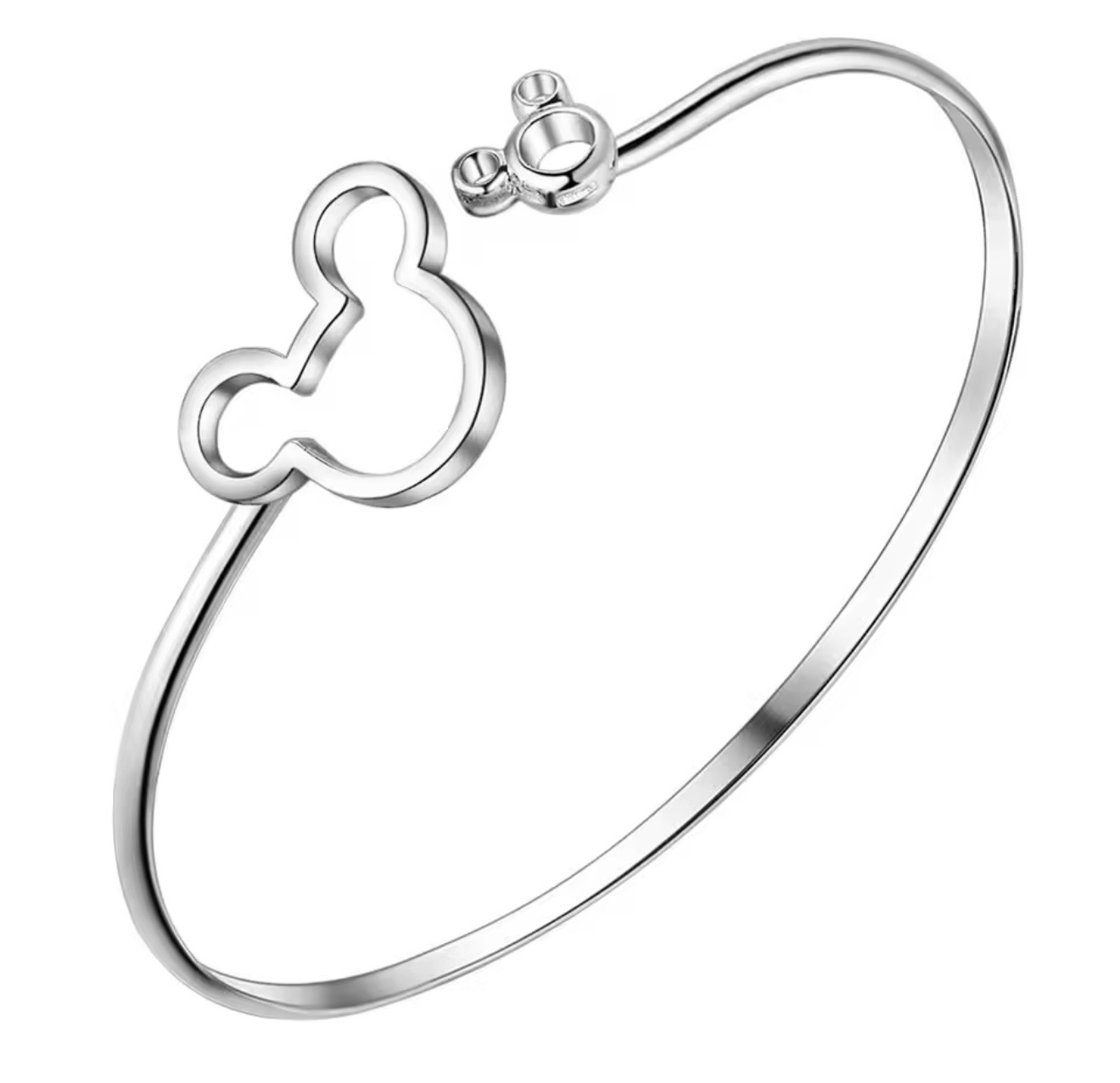 Mickey Bangle Frosted Sterling Silver Bracelet  Med-Large Size 3