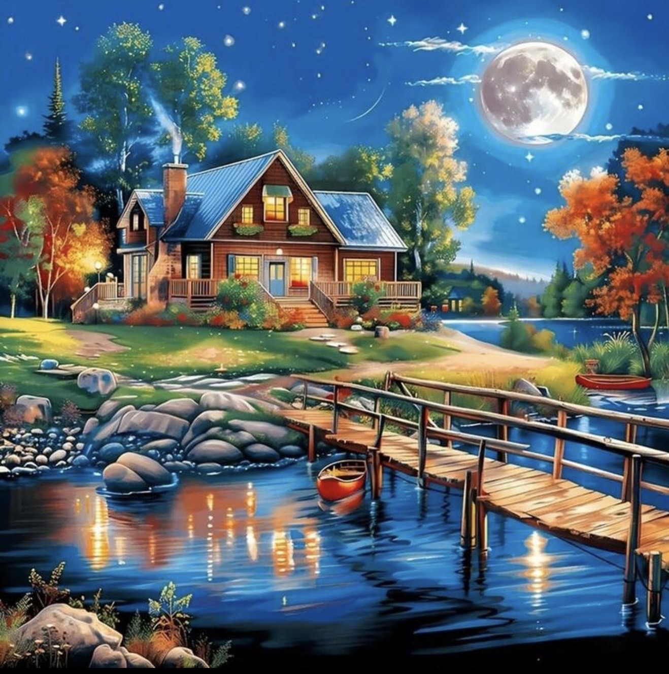 Diamond Art 5D Cabin Overlooking the River 30*30 cm