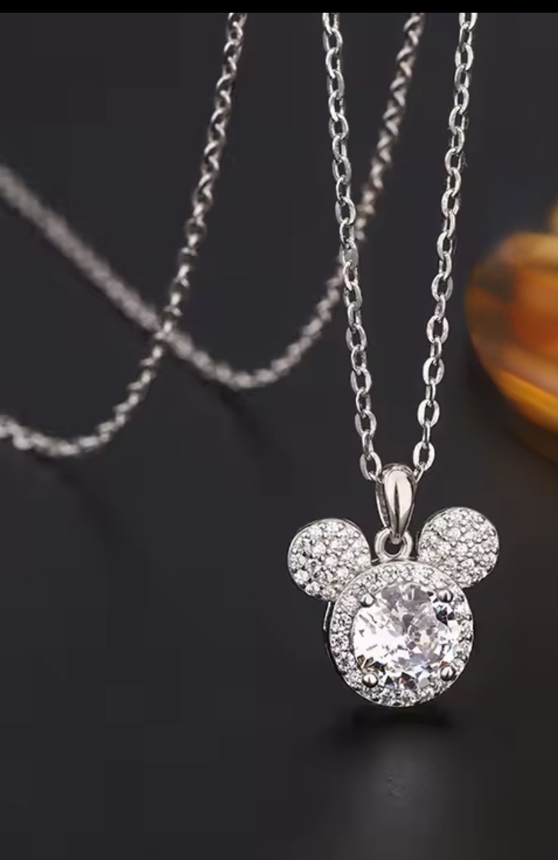 Mickey Mouse Sterling Silver Zircon Necklace