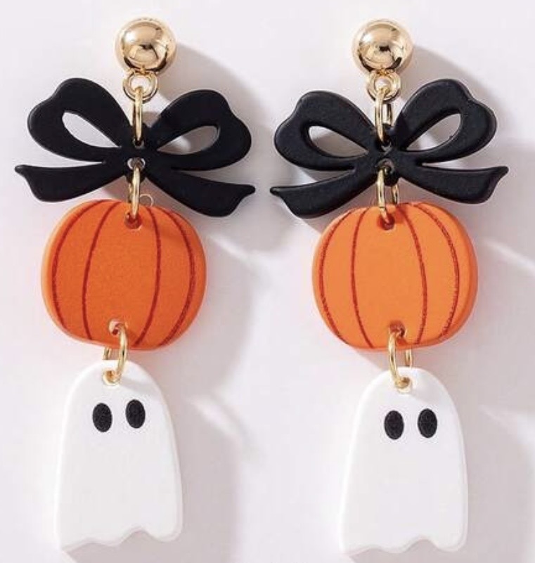Halloween Fun Pumpkin Ghost Earrings