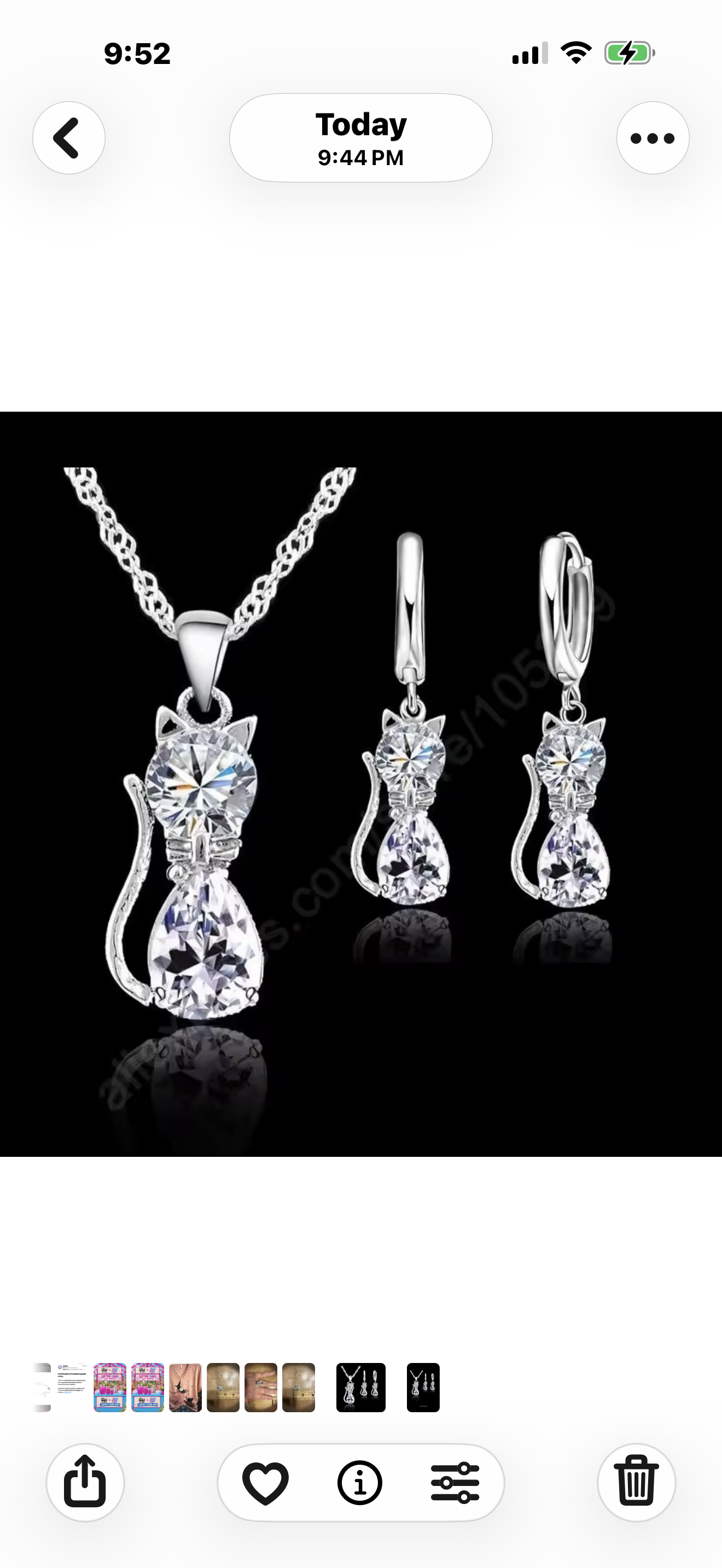 Cat Necklace & Earring Set Sterling Silver