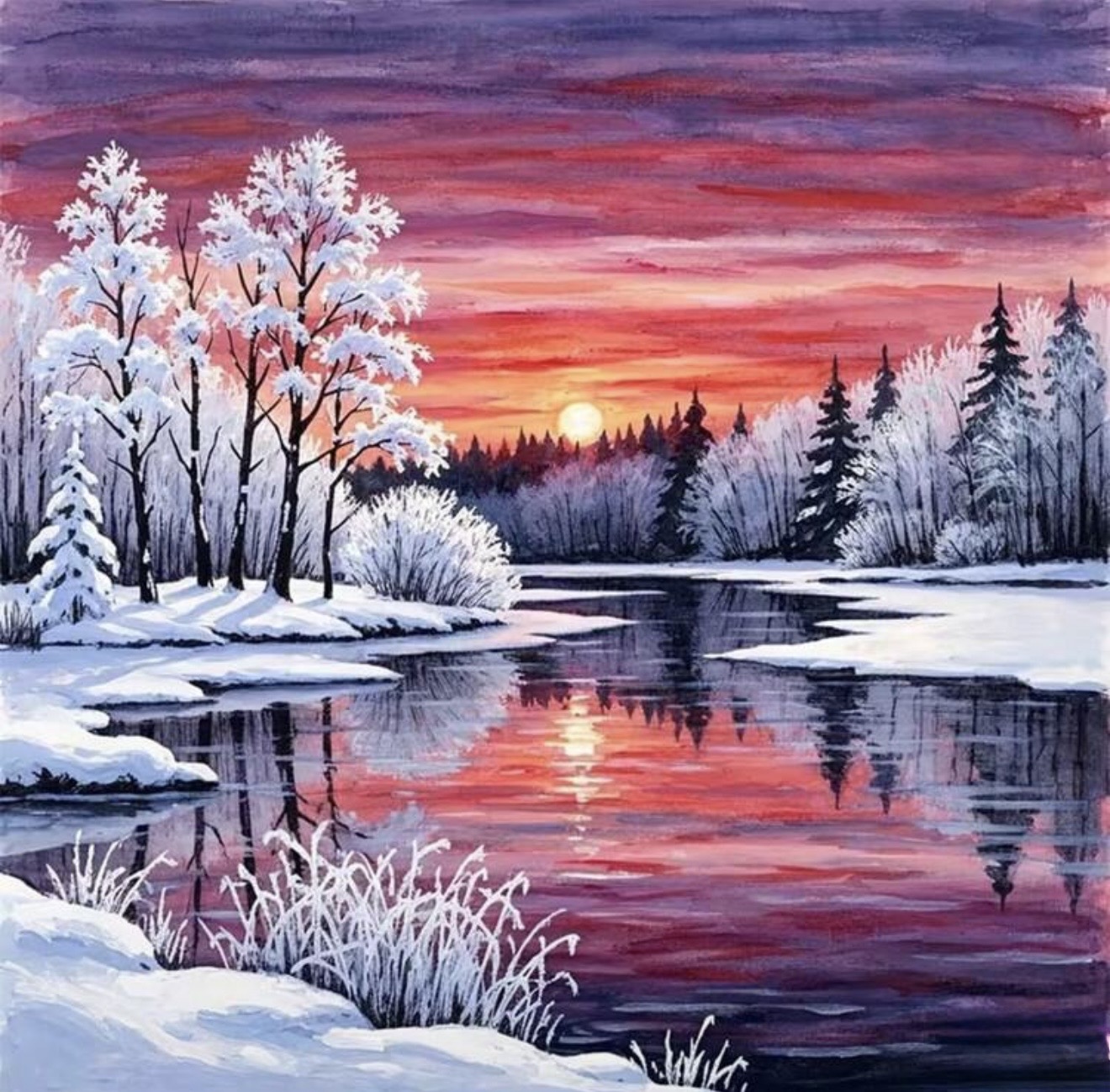 Snowy Theme Diamond Art 20x20 cm