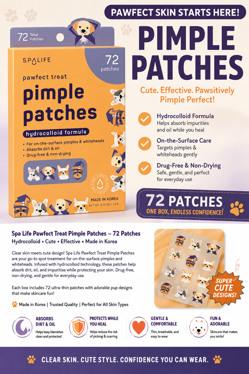 Halloween Pawwfect Treat Hydrocolloid Pimple Patches Spa Life
