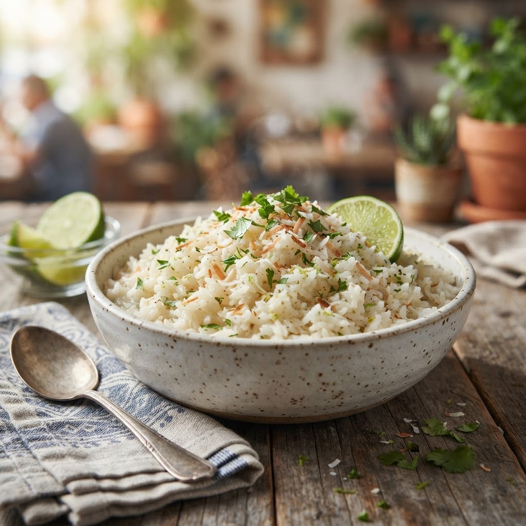Arroz tropical de coco y lima
