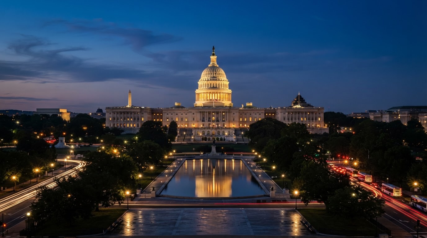 US Capitol at dusk