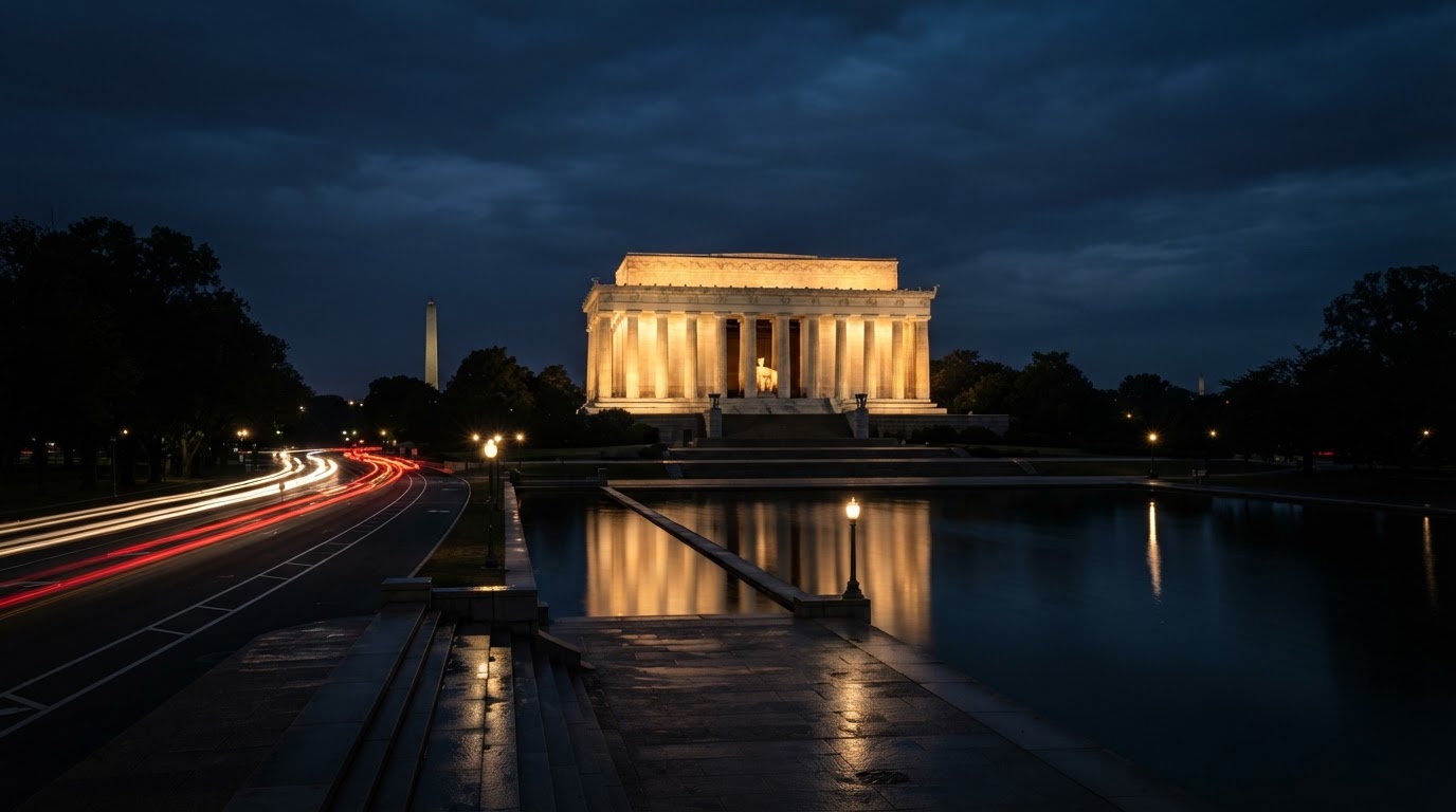 DC monuments at night
