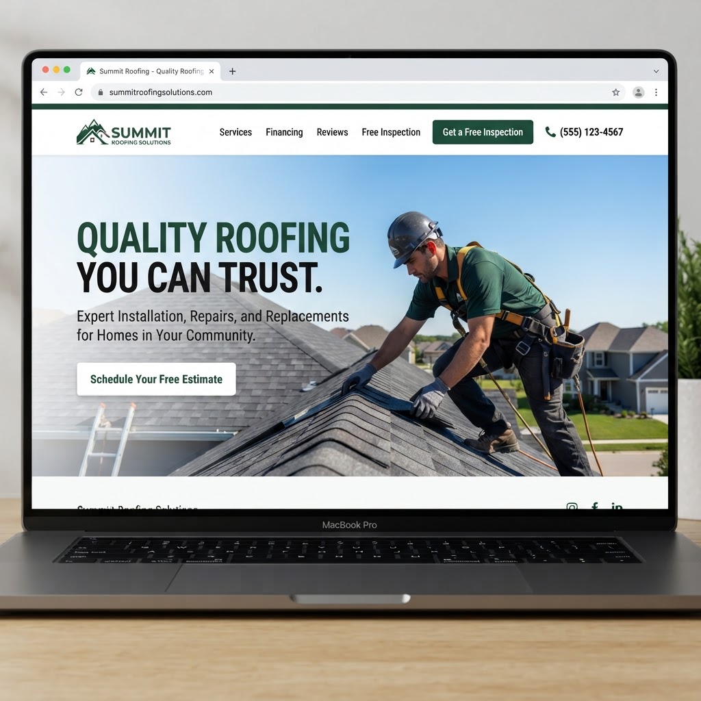 ROOFING CONTRACTOR website mockup