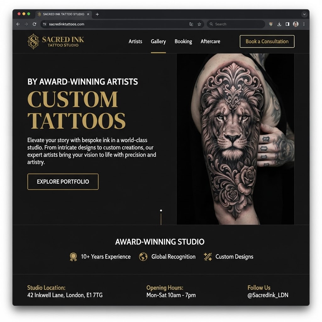 TATTOO STUDIO website mockup