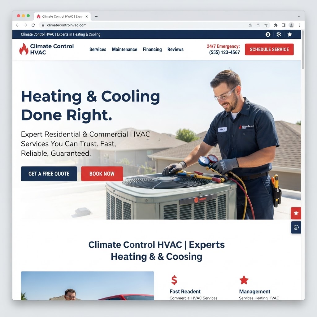 HVAC SERVICES website mockup