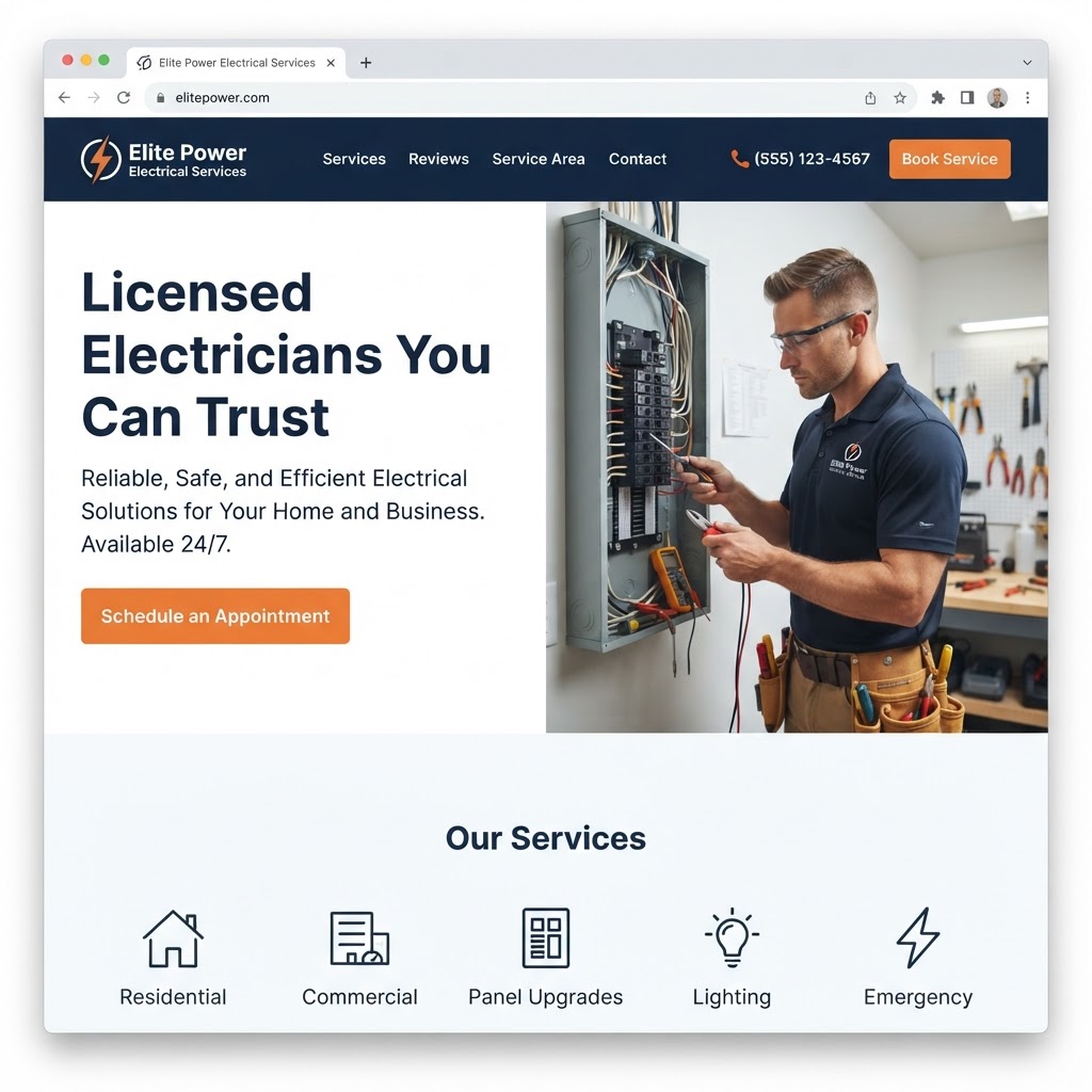 ELECTRICAL CONTRACTOR website mockup