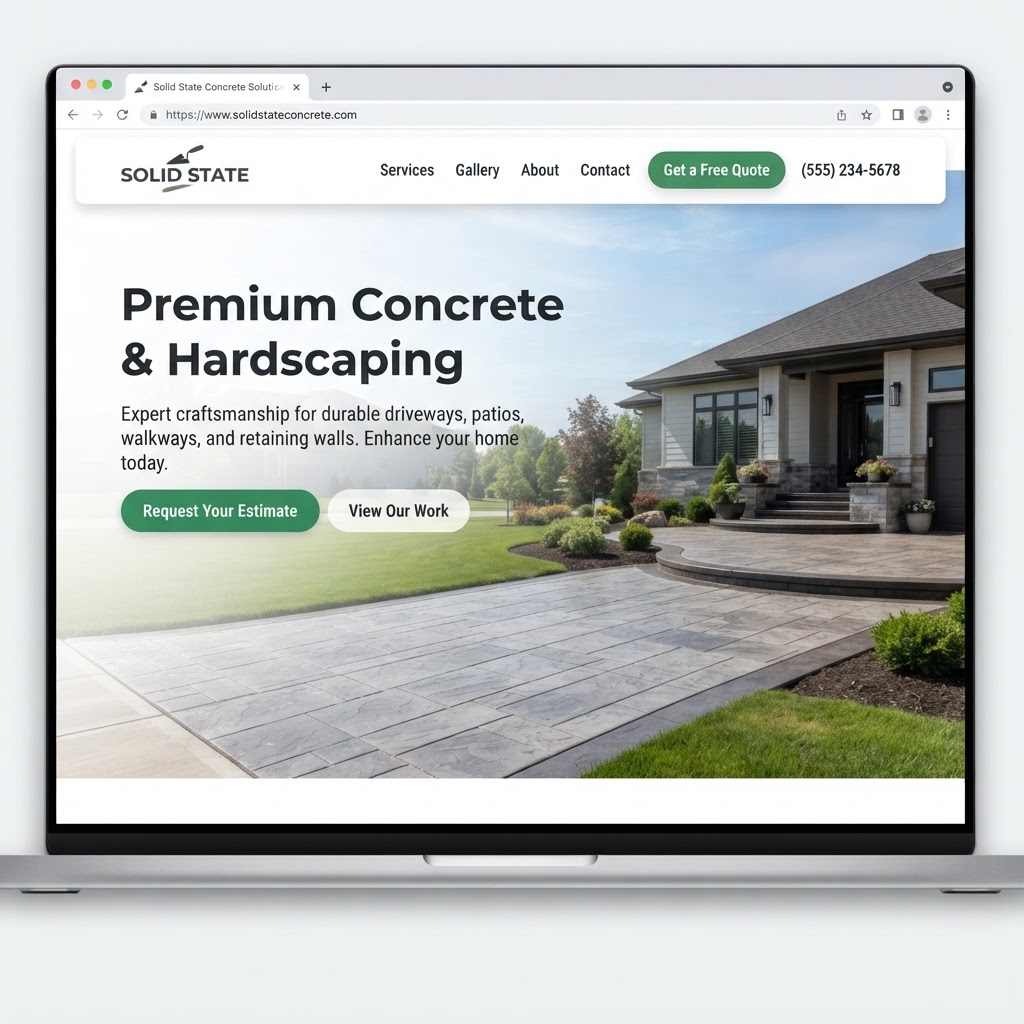 CONCRETE & HARDSCAPING website mockup