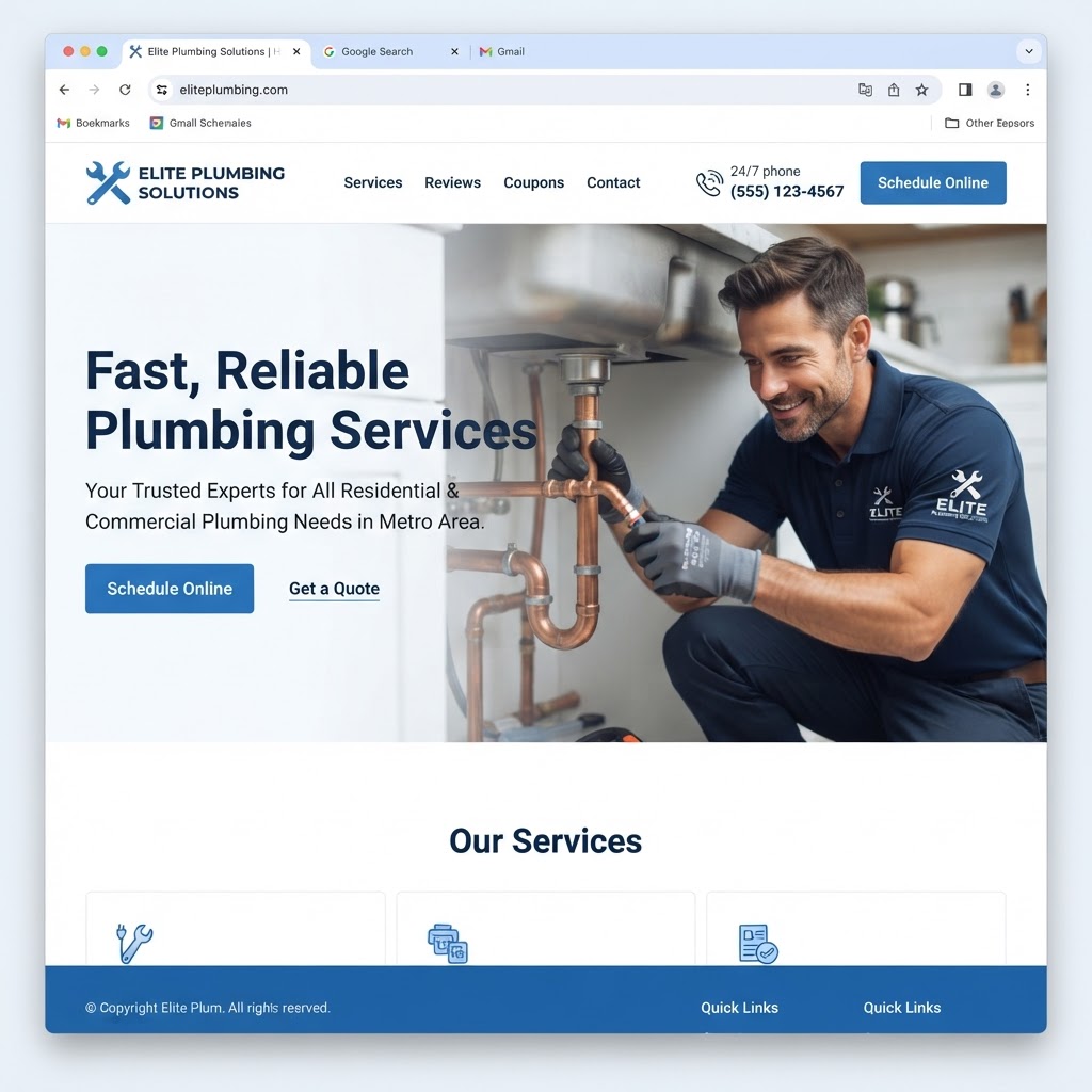 PLUMBING SERVICES website mockup